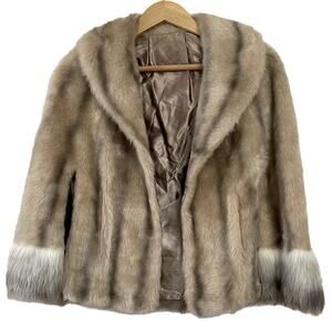 Vintage 1960s Mid Century Regina Glenara Fur Shawl Cape Coat Tan Size S